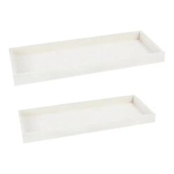 Weißes Holztablett-Set, rechteckig, 2-teilig - Moderne Servierbegleiter